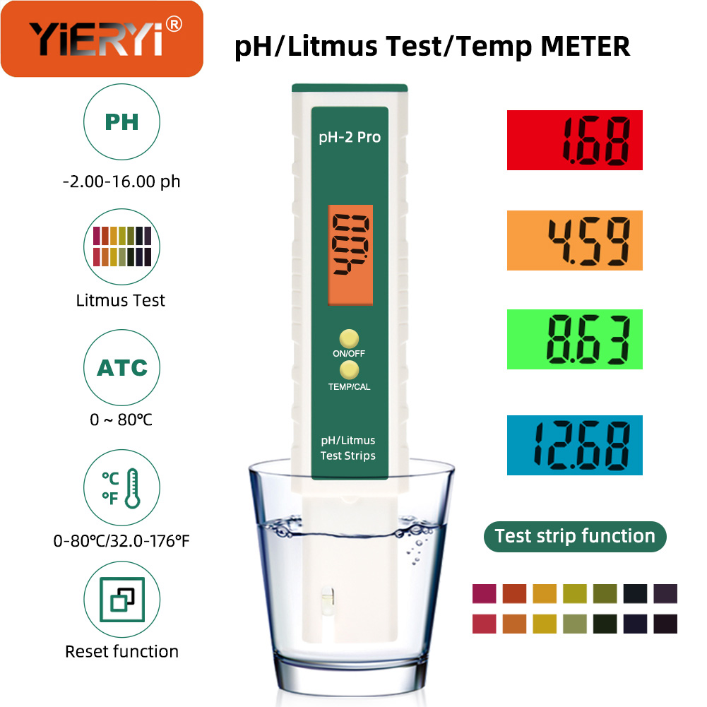 Pool Test Kit Digital - Yieryi Digitales PH-Messgerät mit LCD-Lackmus-Test –