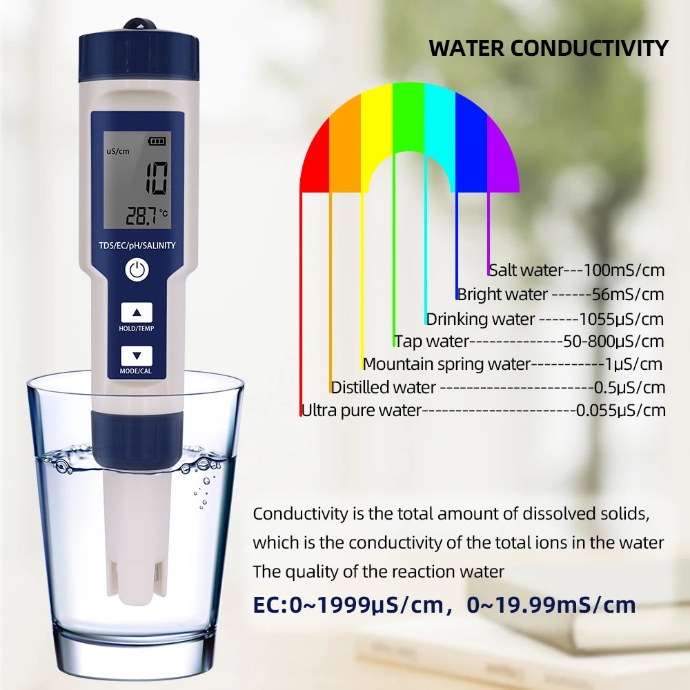 5 in 1 ph Temperatur tds ec Sa – Pool Test Kit Digital Bewertung und Preis