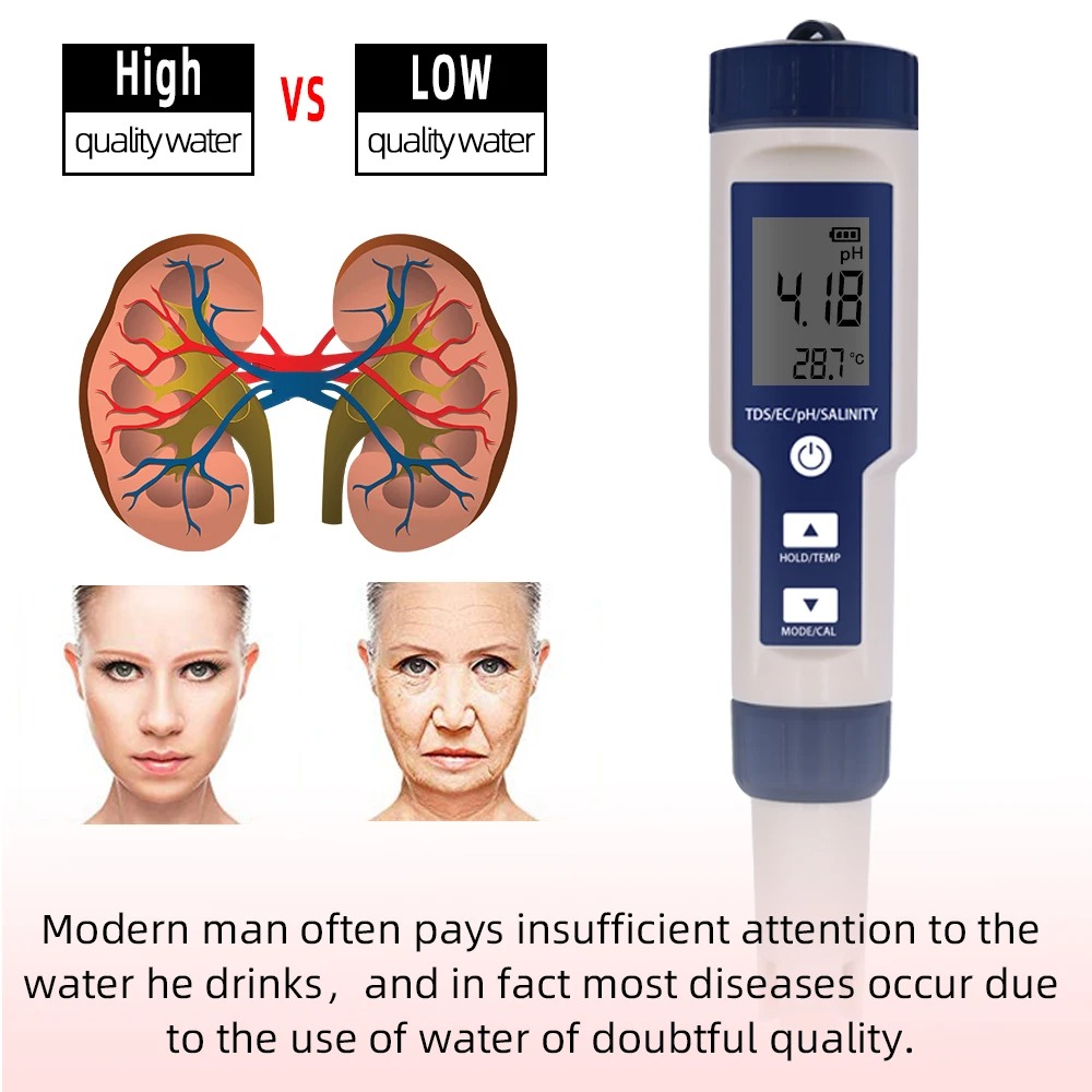 5 in 1 ph Temperatur tds ec Sa – Pool Test Kit Digital Bewertung und Preis